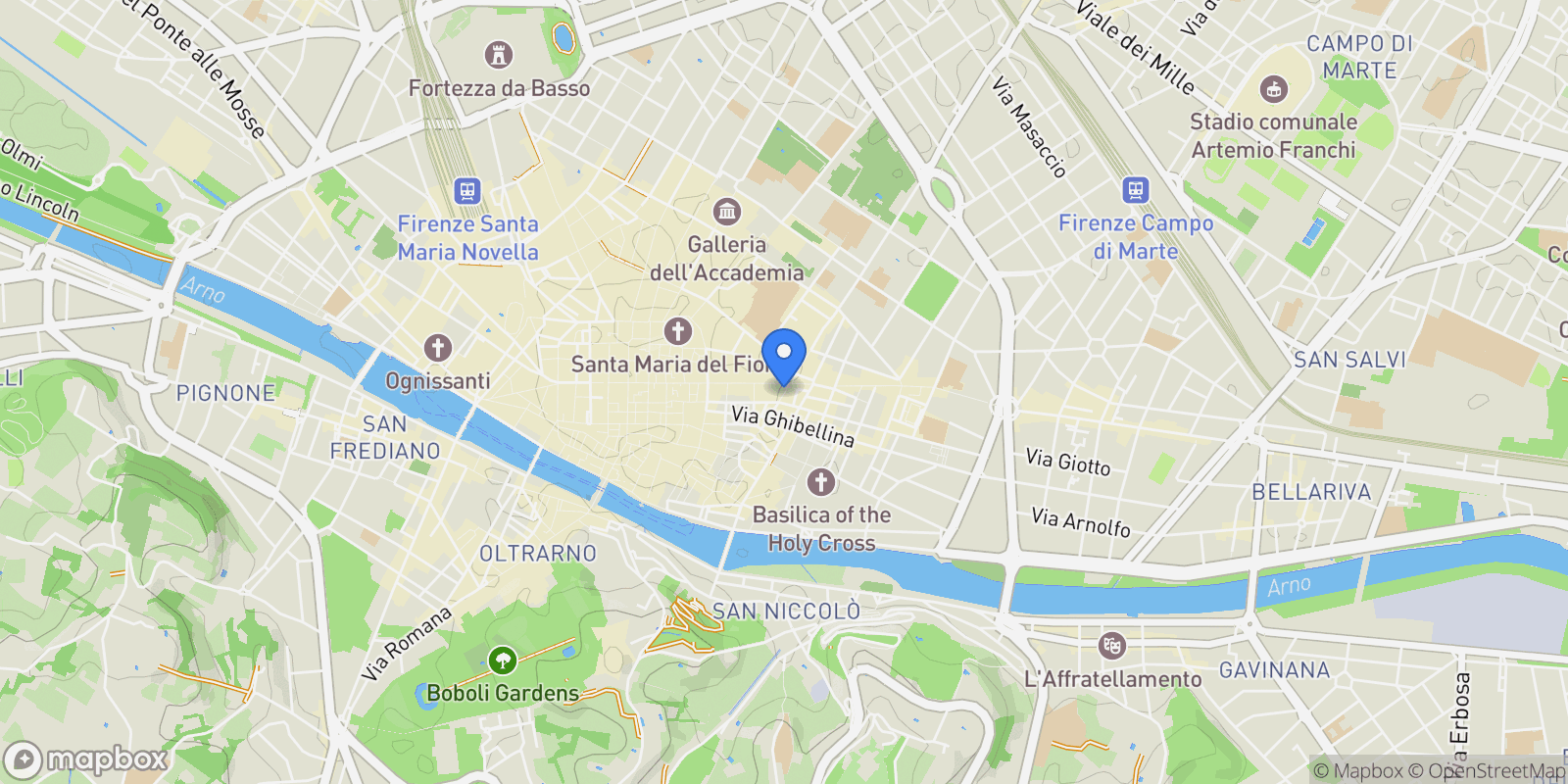 Map showing Via Matteo Palmieri 9, Florence, Tuscany, Italy.
