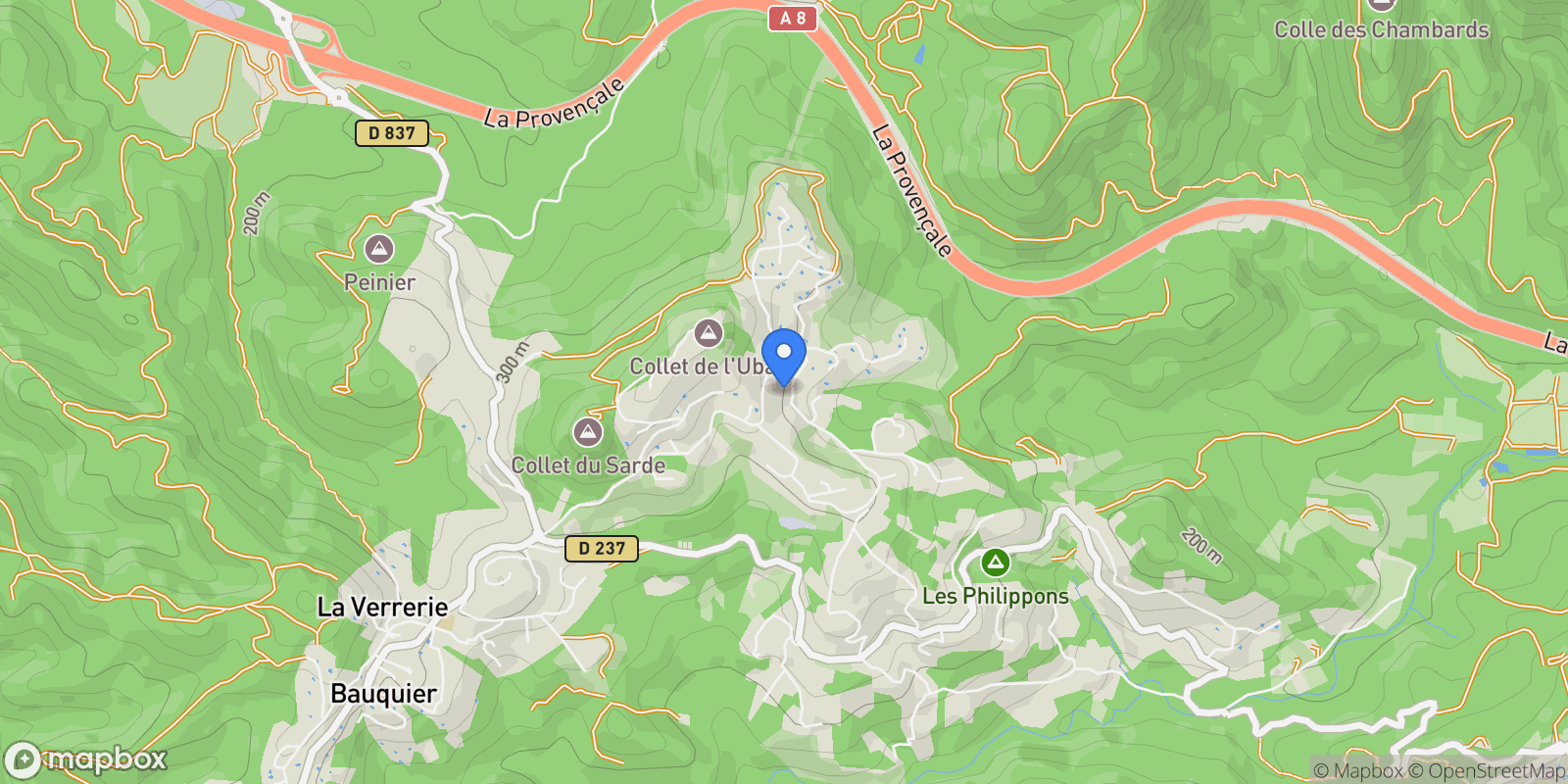 Map showing Les Adrets-de-l'Estérel, Provence-Alpes-Côte d'Azur, France.