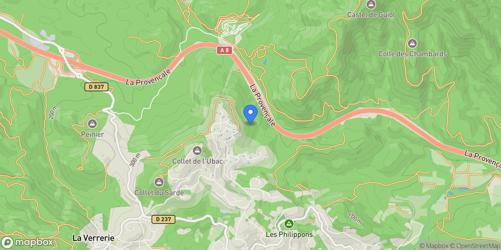 Map showing Les Adrets-de-l'Estérel, Provence-Alpes-Côte d'Azur, France.