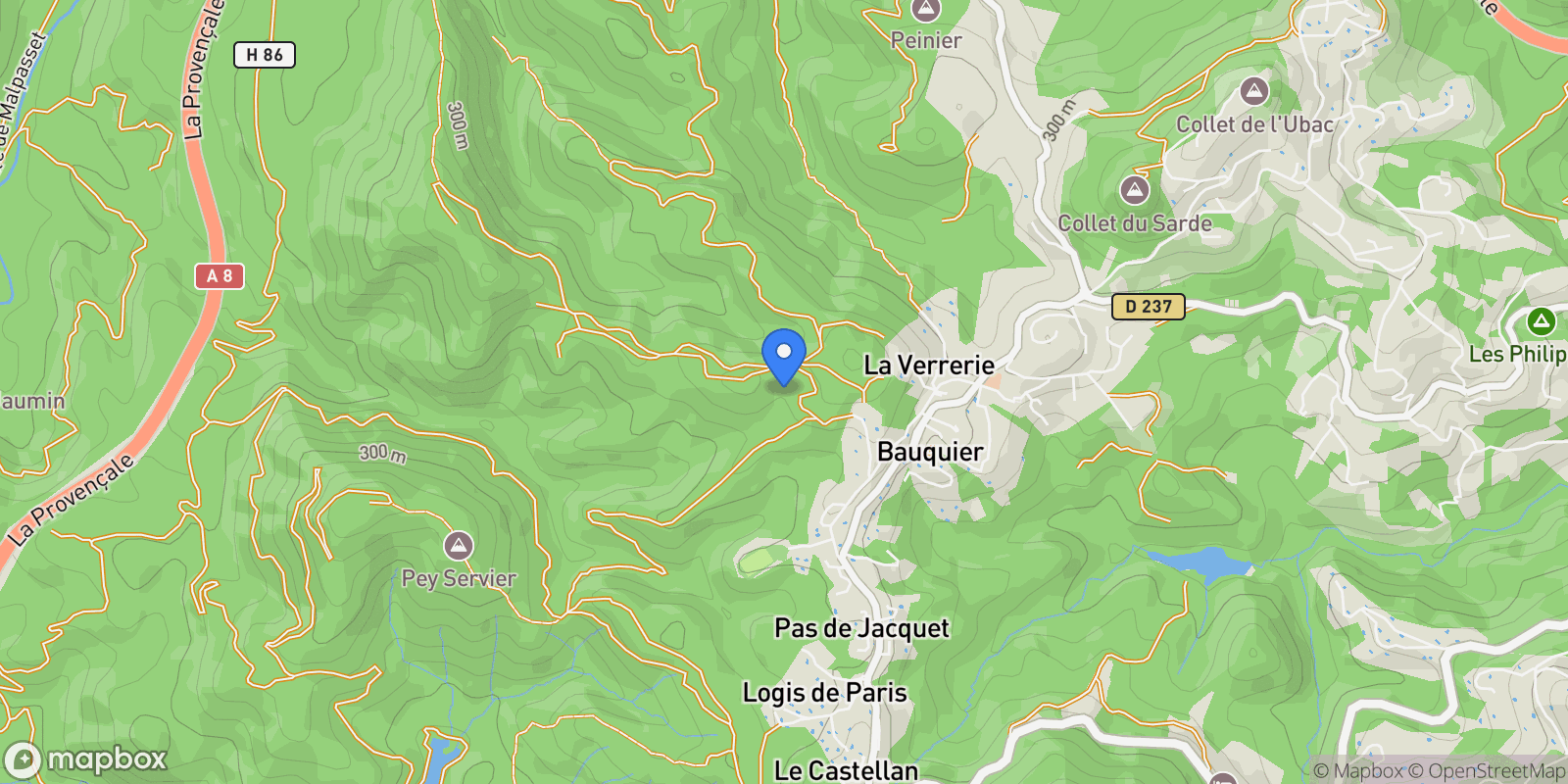 Map showing Les Adrets-de-l'Estérel, Provence-Alpes-Côte d'Azur, France.