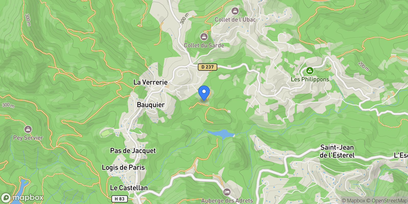 Map showing Les Adrets-de-l'Estérel, Provence-Alpes-Côte d'Azur, France.