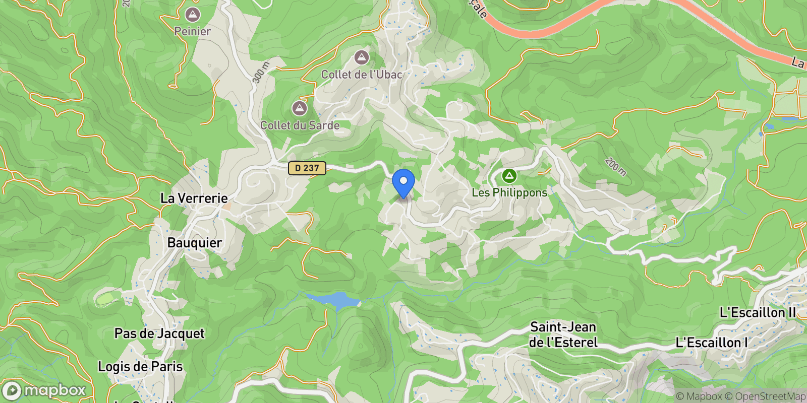 Map showing Les Adrets-de-l'Estérel, Provence-Alpes-Côte d'Azur, France.