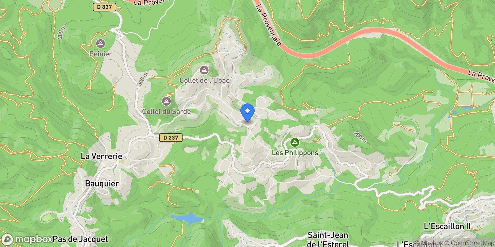Map showing Les Adrets-de-l'Estérel, Provence-Alpes-Côte d'Azur, France.