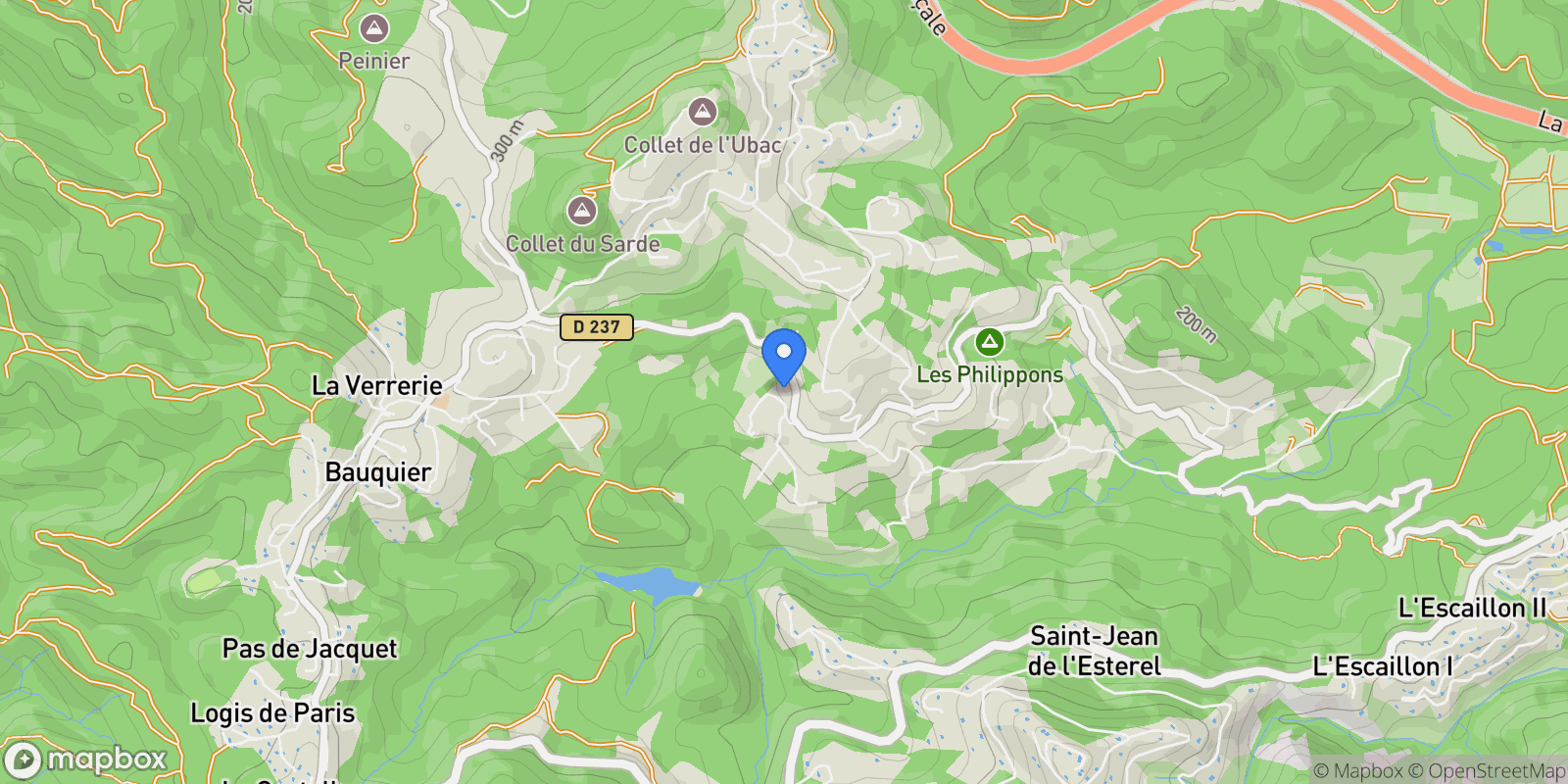 Map showing Les Adrets-de-l'Estérel, Provence-Alpes-Côte d'Azur, France.