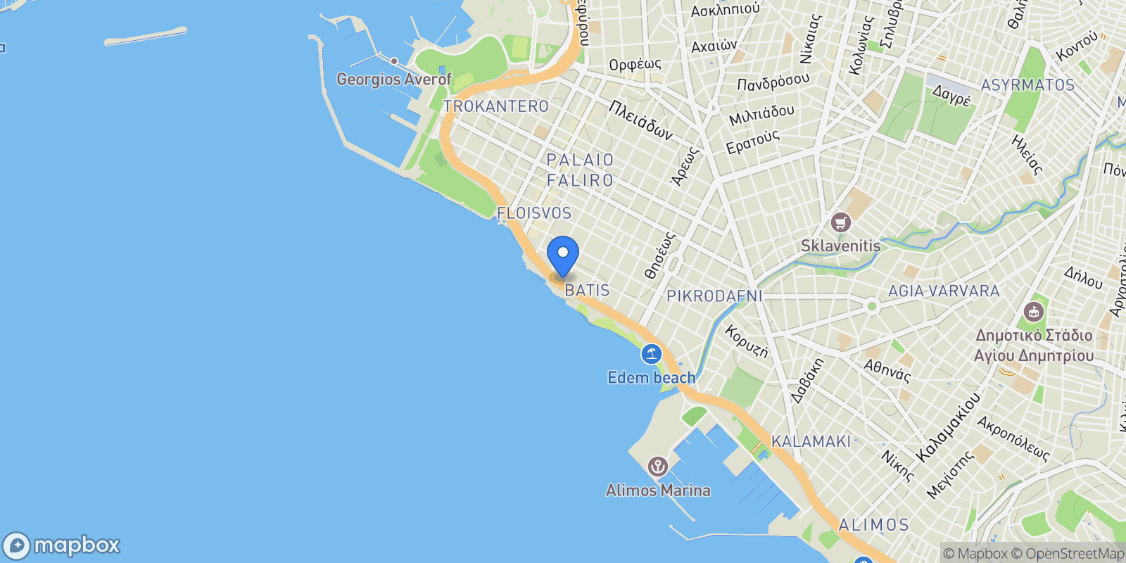 Map showing South Athens, Attica, Greece.