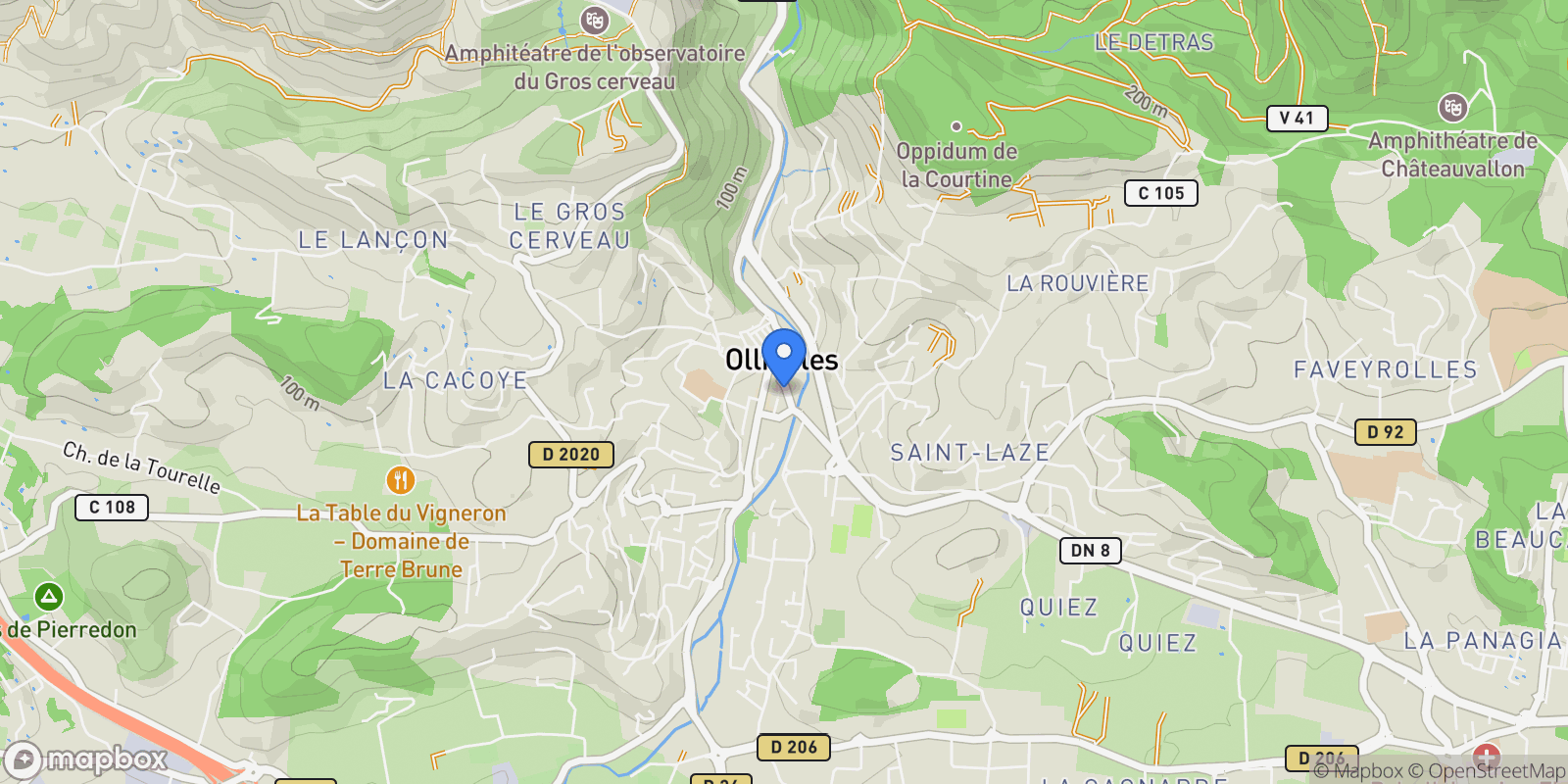 Map showing OLLIOULES, U 83190, Ollioules, Provence-Alpes-Côte d'Azur, France.