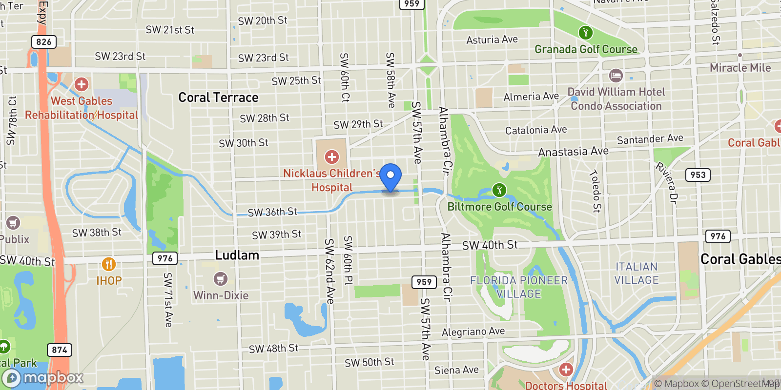 Map showing 5801 SW 35th St, Miami, FL 33155, Miami, Florida, United States.