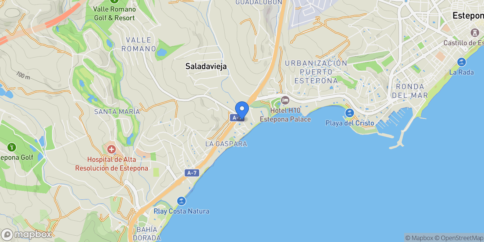 Map showing Estepona, Andalusia, Spain.