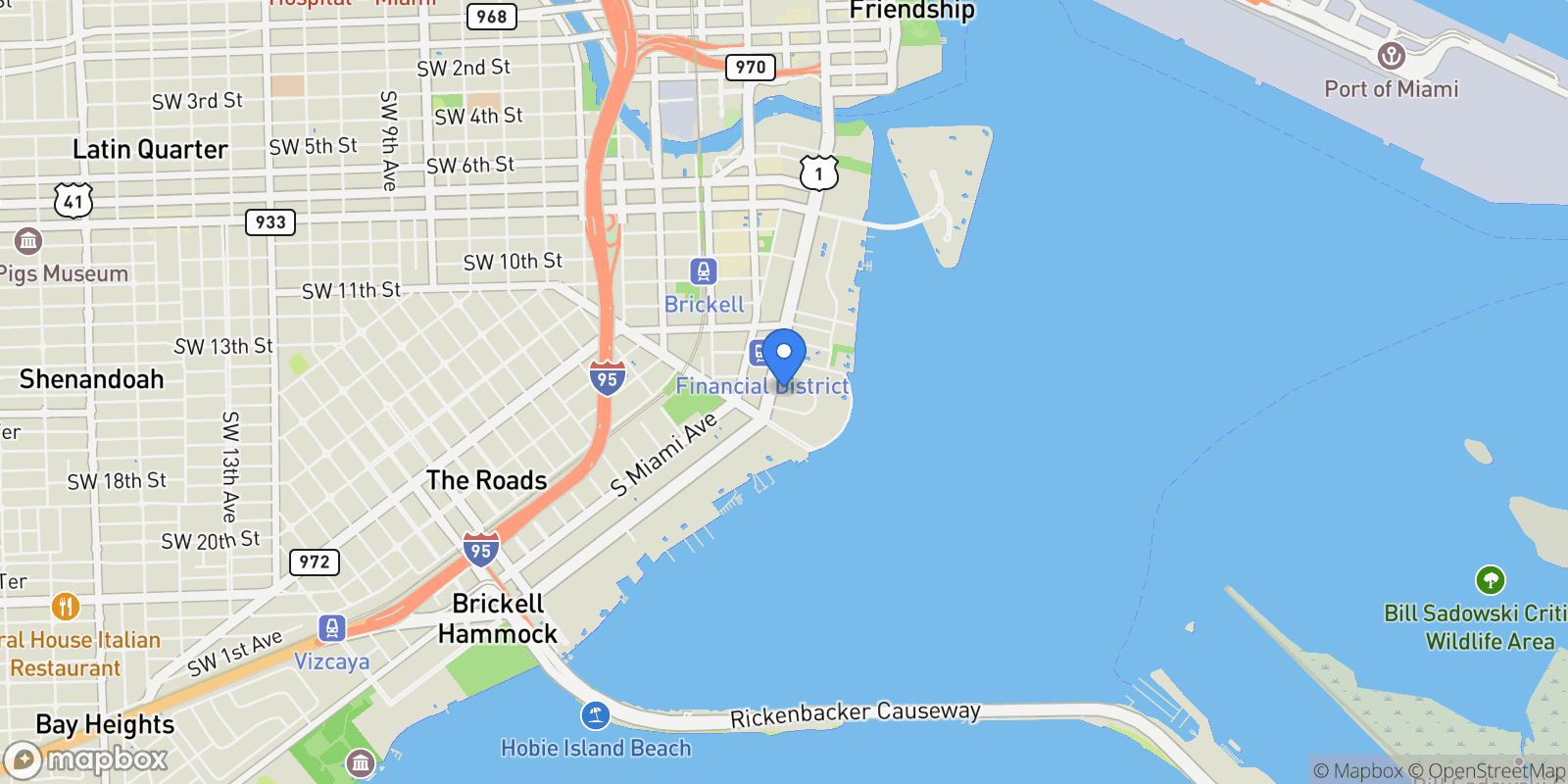 Map showing 1425 Brickell Ave 52BC, Miami, Florida, United States.