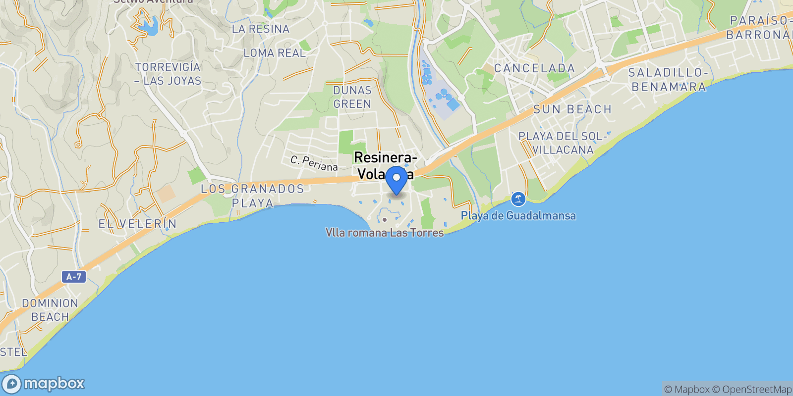 Map showing Gualdalmansa, Estepona, Andalusia.