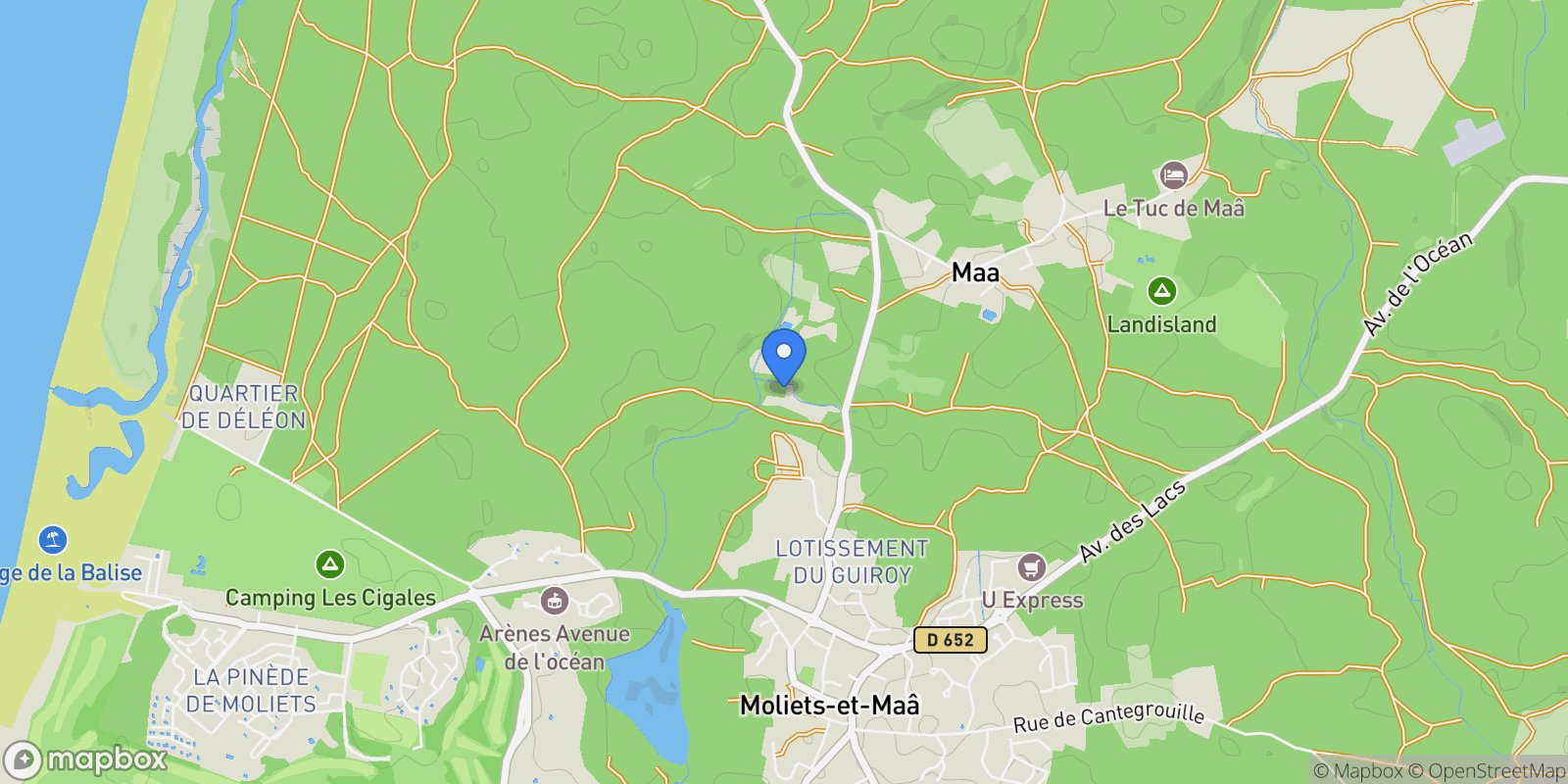 Map showing Moliets-et-Maa, Nouvelle-Aquitaine, France.