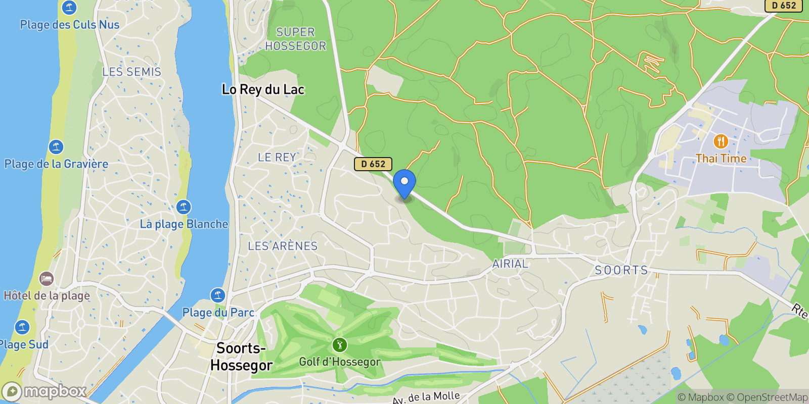 Map showing Hossegor, Nouvelle-Aquitaine, France.