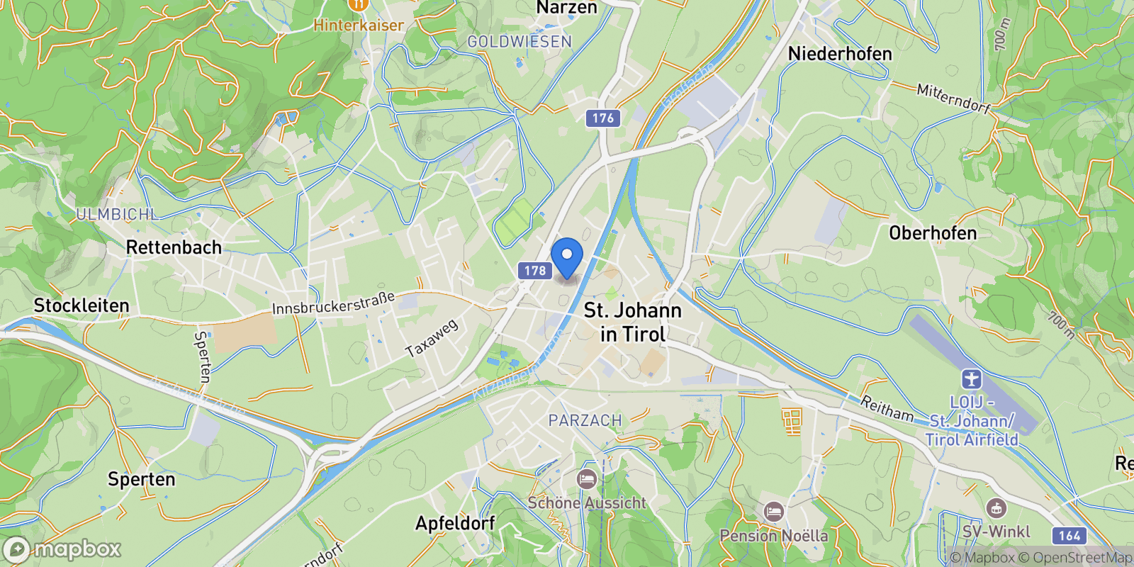 Map showing Dampflfeld, Sankt Johann, Tyrol, Austria.