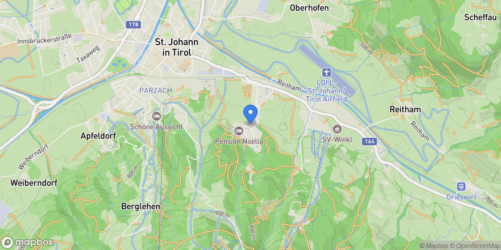 Map showing Mag. Eduard Angererweg, Sankt Johann, Tyrol, Austria.