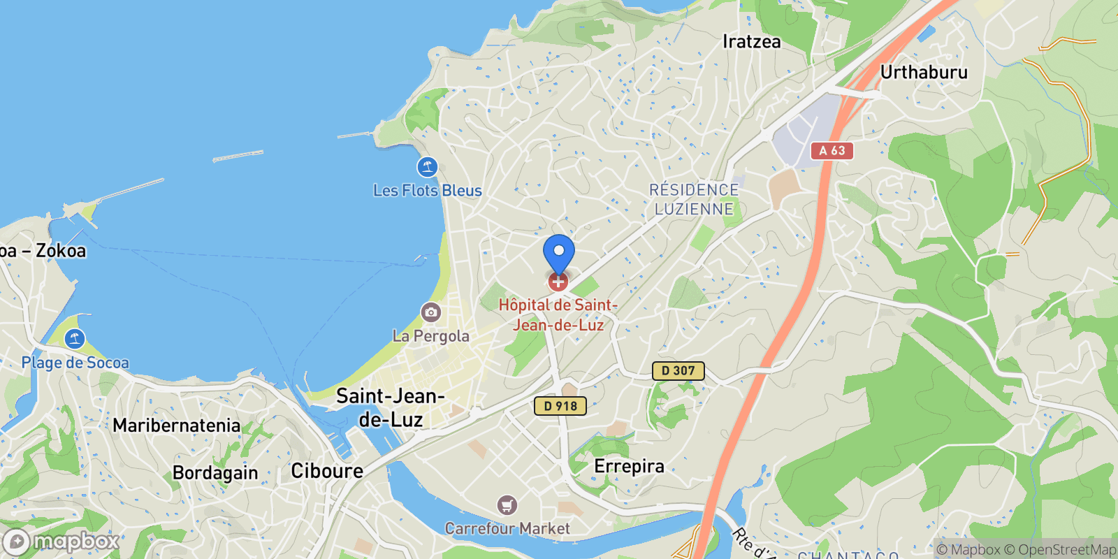 Map showing Saint-Jean-de-Luz, Saint-Jean-de-Luz, Saint-Jean-de-Luz, Nouvelle-Aquitaine, France.
