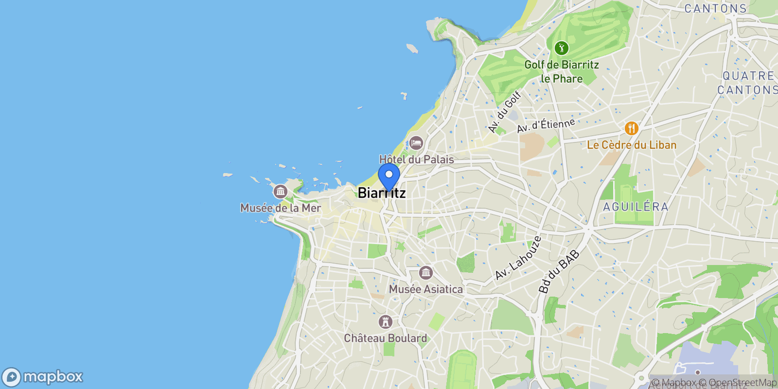 Map showing Biarritz, Biarritz, Biarritz, Nouvelle-Aquitaine, France.
