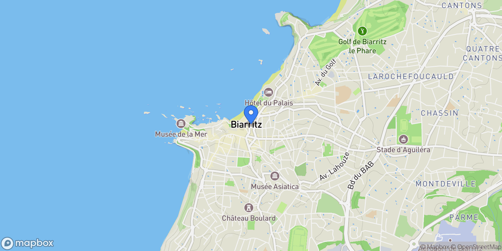 Map showing Biarritz, Biarritz, Biarritz, Nouvelle-Aquitaine, France.