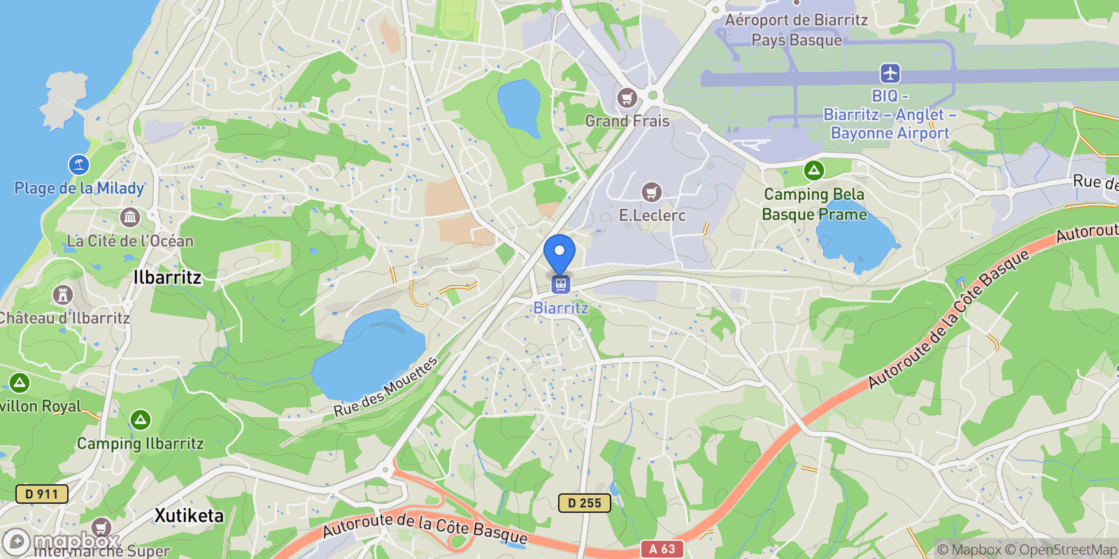 Map showing Biarritz, Biarritz, Biarritz, Nouvelle-Aquitaine, France.