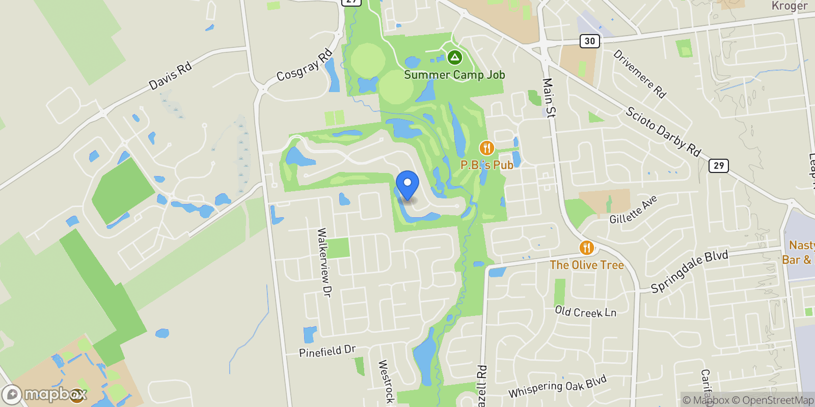 Map showing 3395 Heritage Oaks Drive, Hilliard, OH 43026, Hilliard, Ohio, United States.