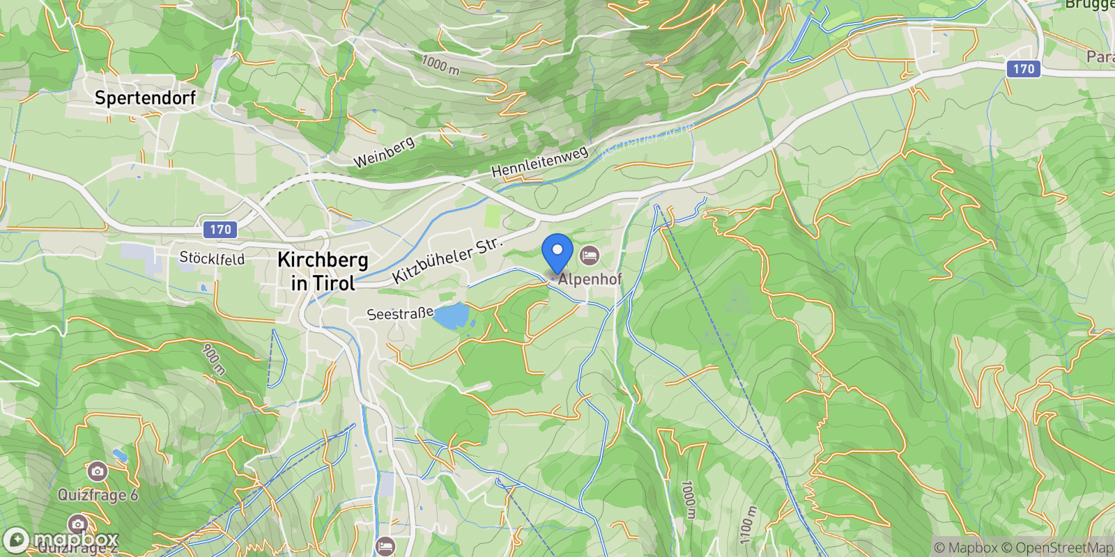 Map showing Wötzing, Kirchberg in Tirol, Tyrol, Austria.