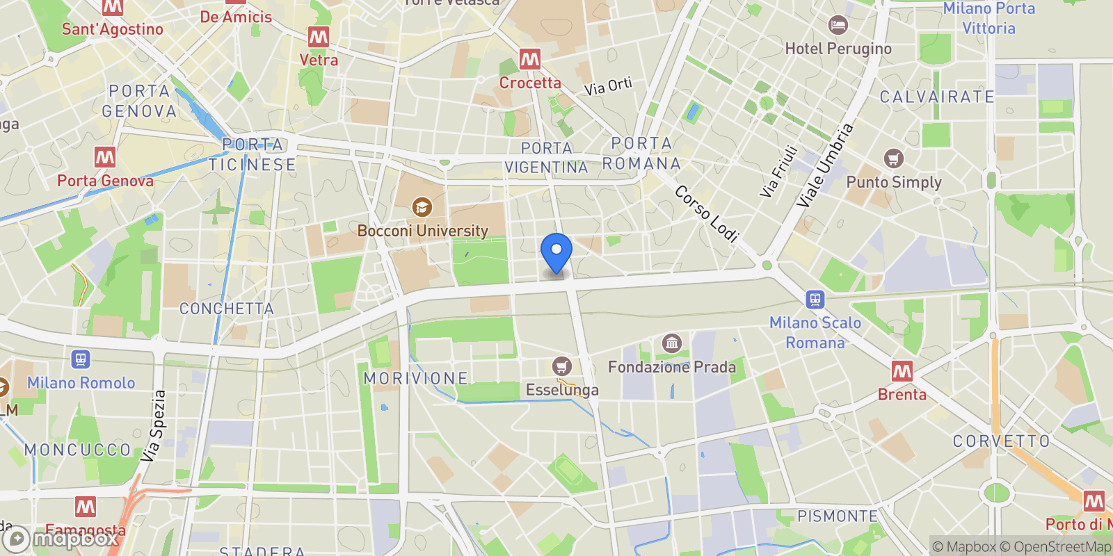 Map showing VIA BALBO 36, Milan, Lombardy, Italy.