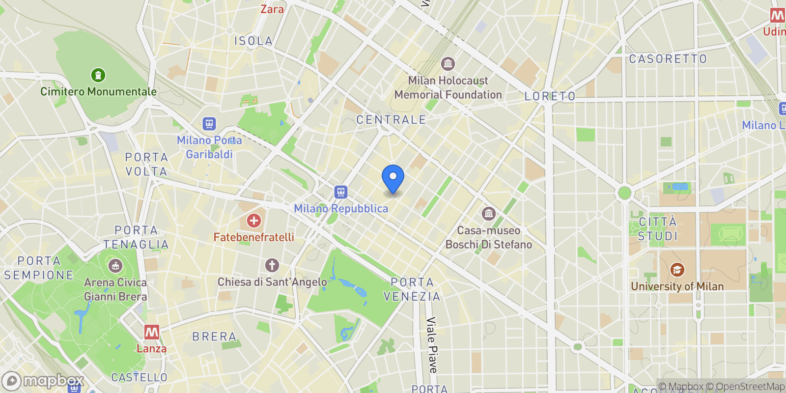 Map showing Via Francesco Hayez 3, Milan, Lombardy, Italy.