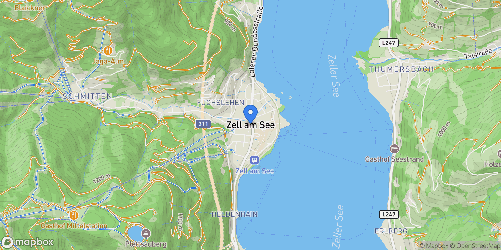 Map showing Pfafenbachweg, Zell am See, Salzburg, Austria.