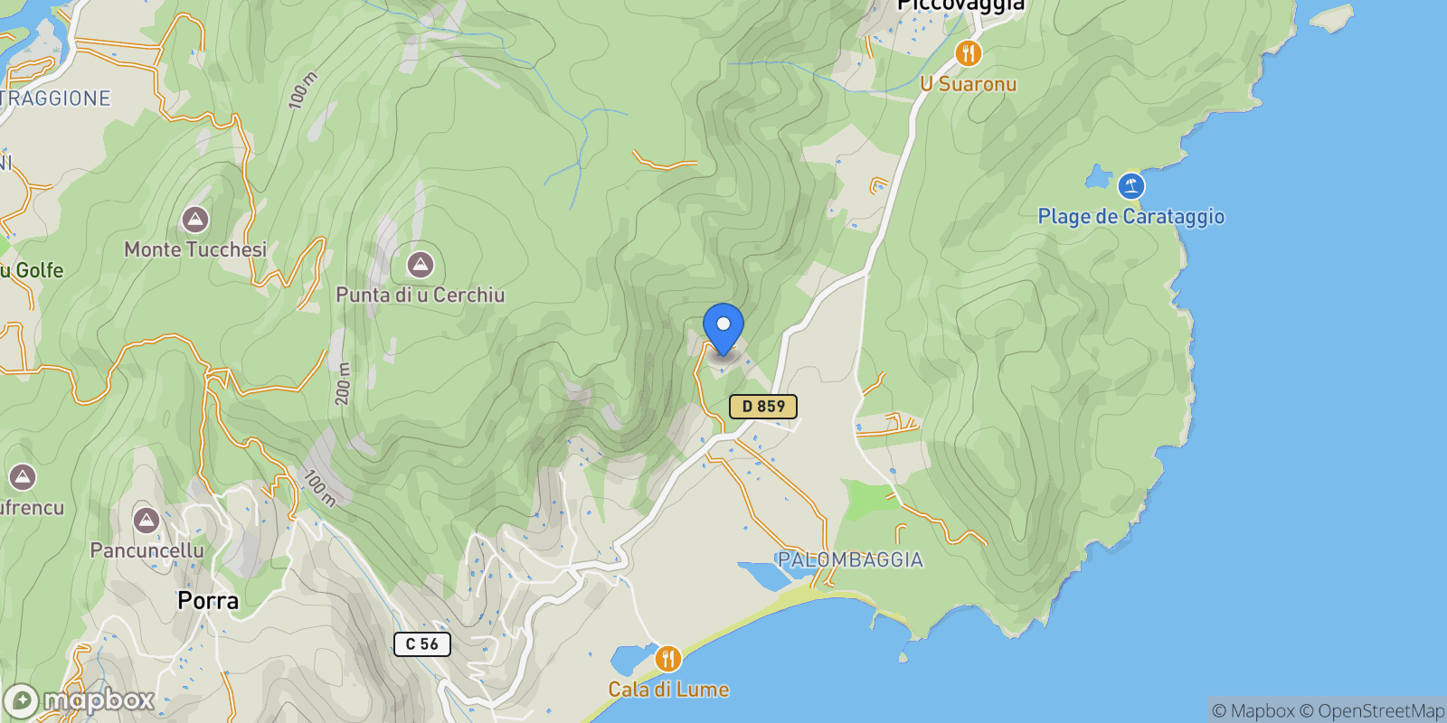 Map showing Porto-Vecchio, Corsica, France.