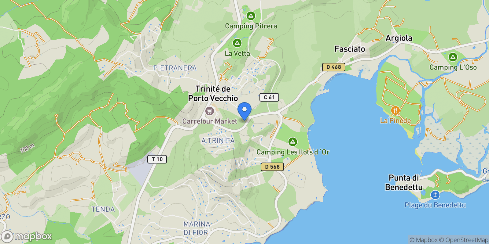 Map showing Porto-Vecchio, Corsica, France.