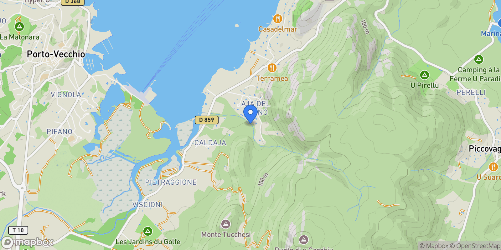 Map showing Porto-Vecchio, Corsica, France.