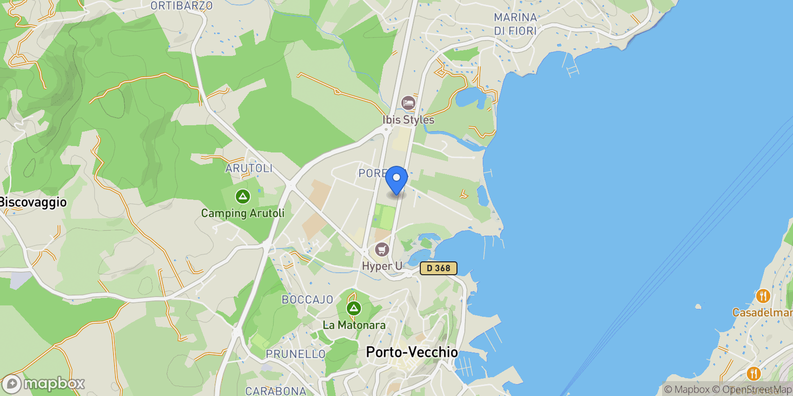 Map showing Porto-Vecchio, Corsica, France.