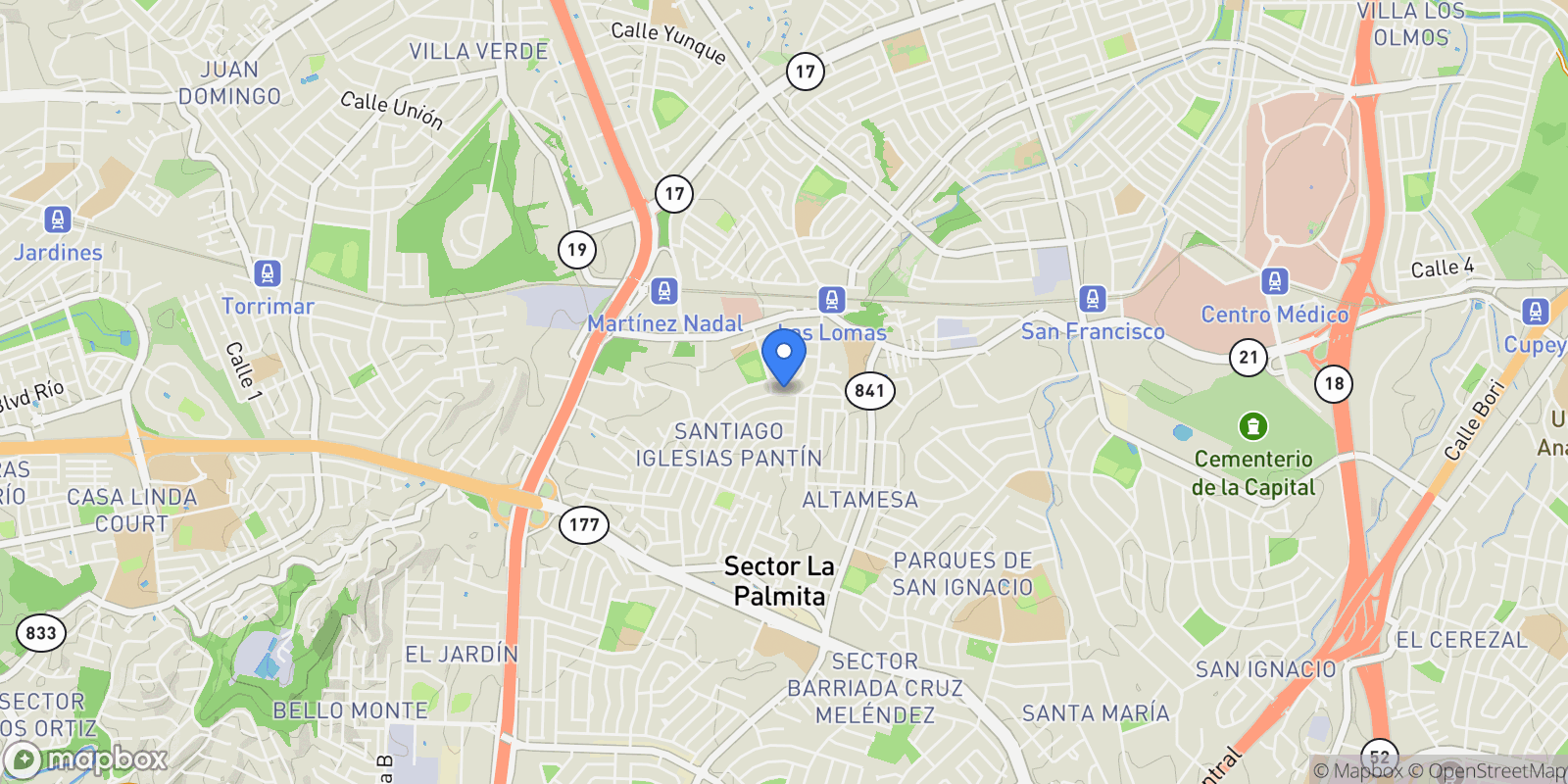 Map showing San Juan AVE. FRANCISCO PAZ GRANELA 1757, San Juan, San Juan, Puerto Rico.
