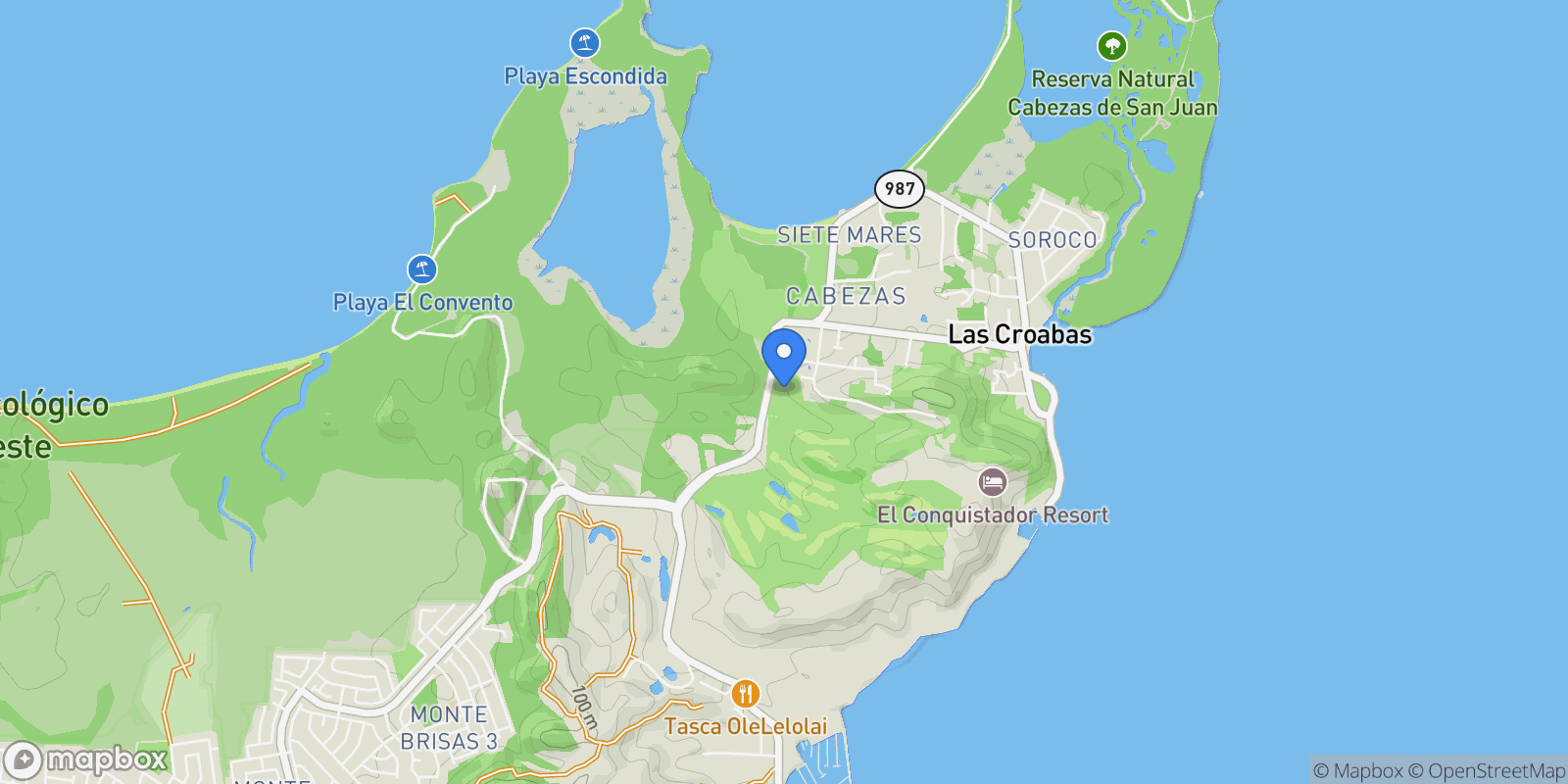 Map showing Fajardo LAS CABEZAS DE SAN JUAN, CARR. PR-987, KM. 4.4 4.4, Fajardo, Fajardo, Puerto Rico.