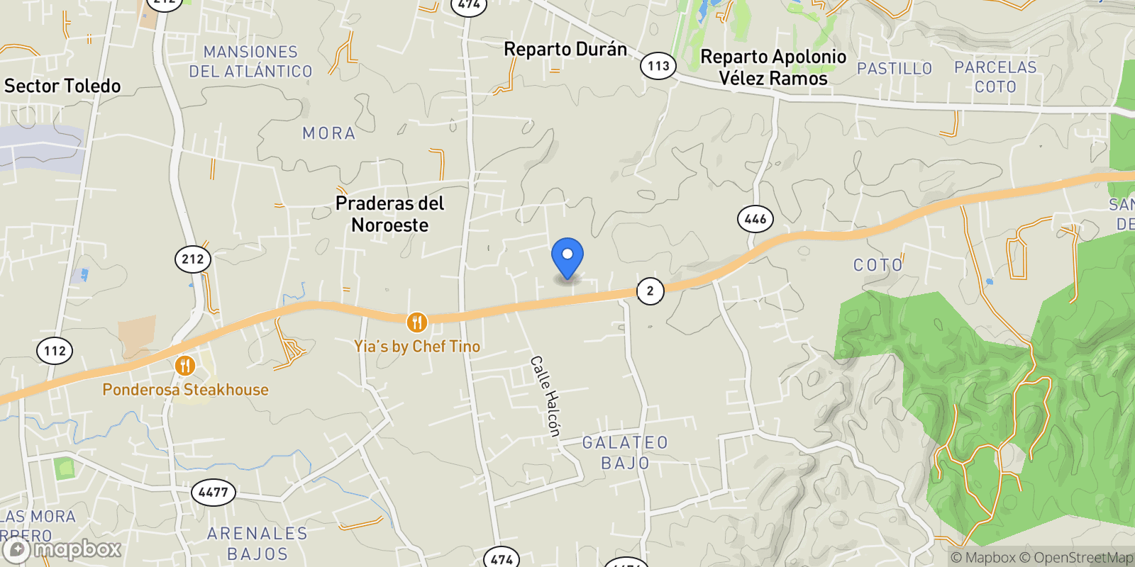 Map showing Isabela CARRETERA #2 INT Bo Coto, Coto, Puerto Rico.
