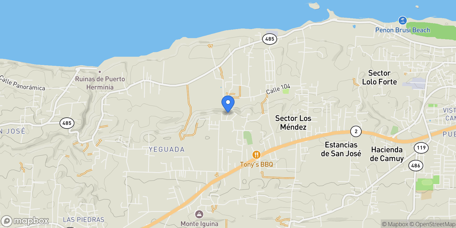 Map showing Camuy QUINTAS DE CAMUY 001, Yeguada, Camuy, Puerto Rico.