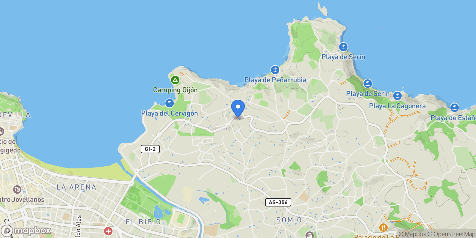 Map showing Carr. de la Providencia, 1482, Periurbano - Rural, 33203 Gijón, Asturias, Spain, Distrito Rural, Gijon / Xixon, Spain.