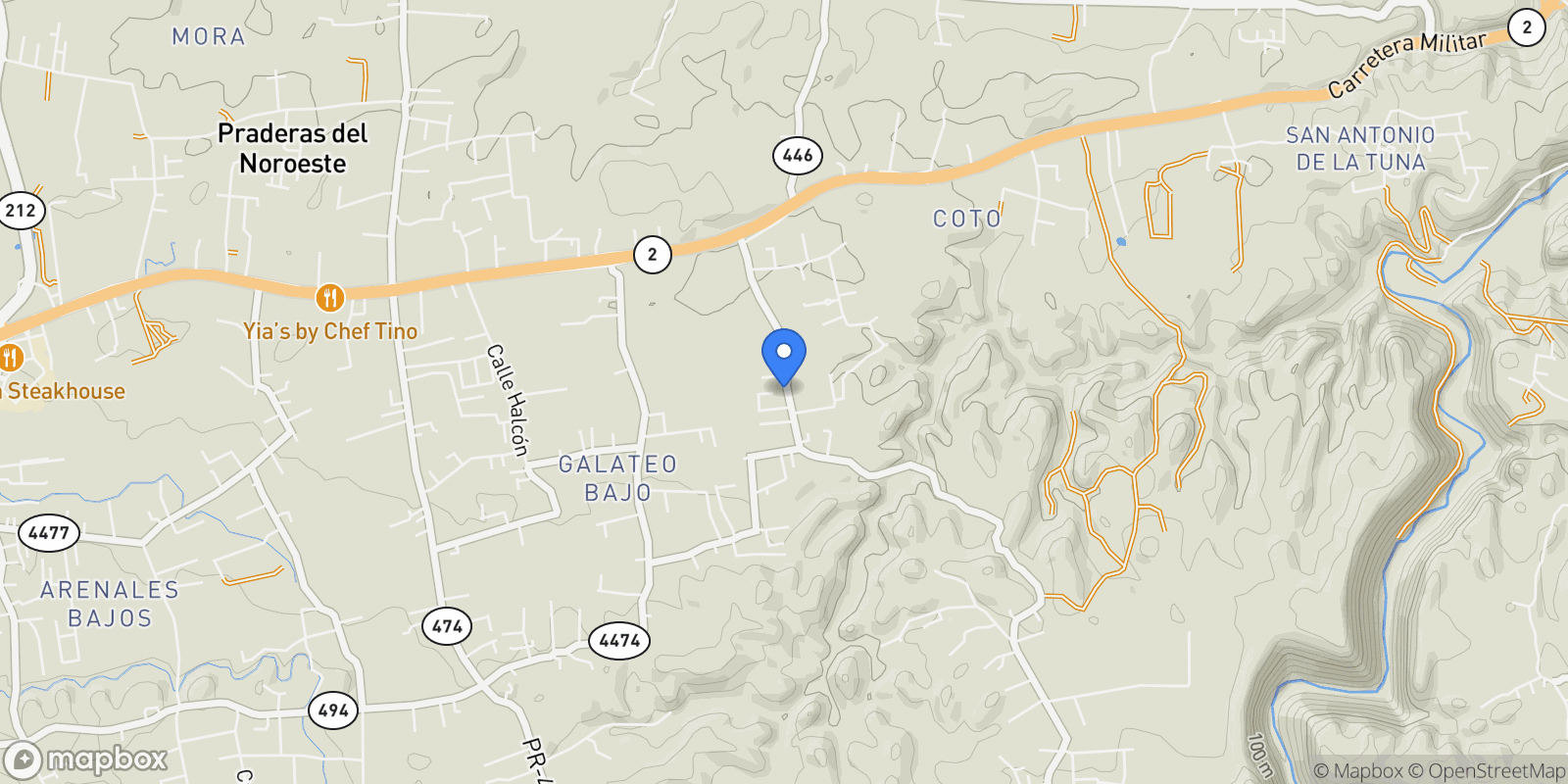 Map showing Isabela GALATEO BAJO, ISABELA km 0.6, Isabela, Isabela, Puerto Rico.