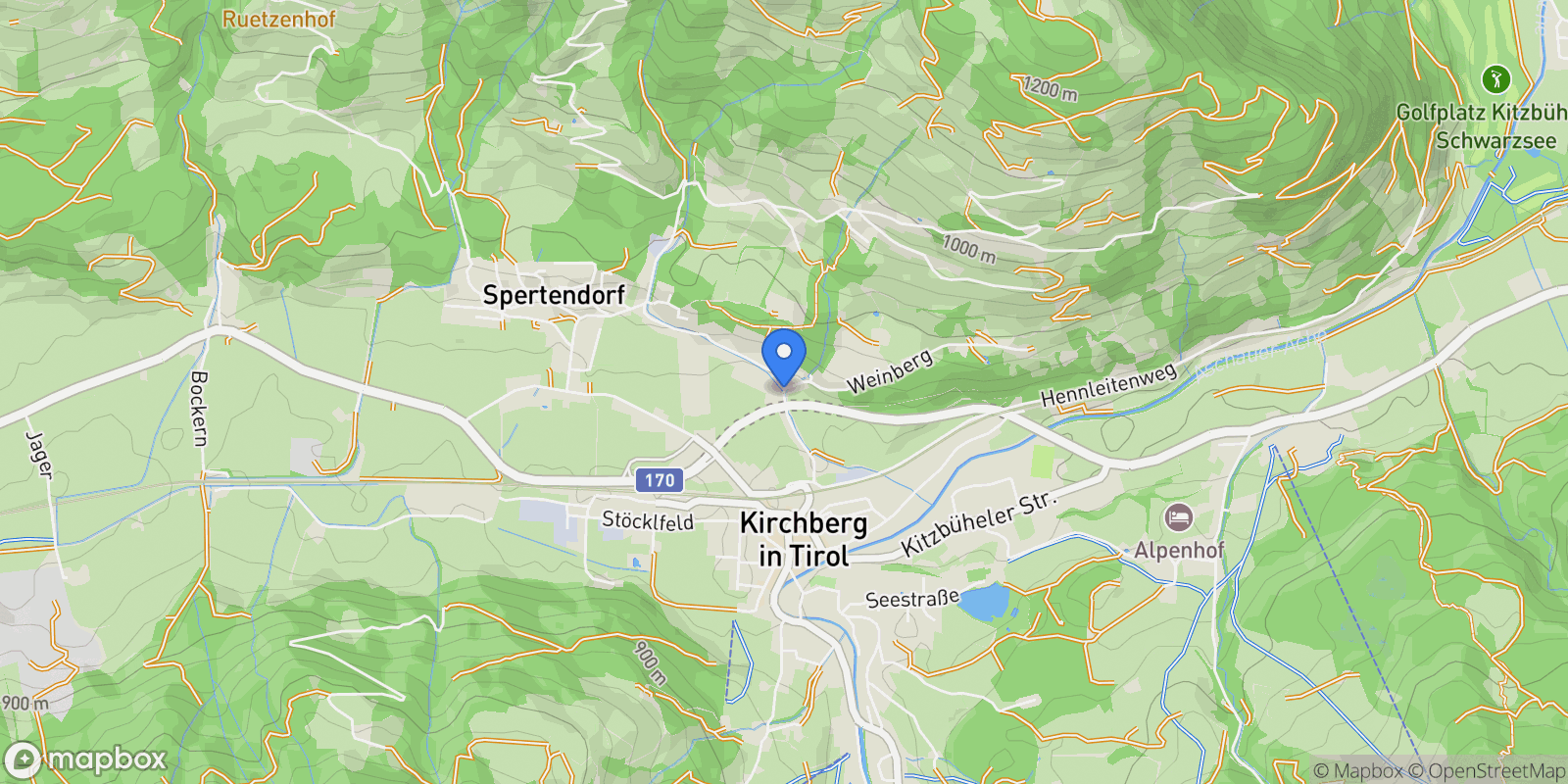 Map showing Weinbergweg, Kirchberg in Tirol, Tyrol, Austria.