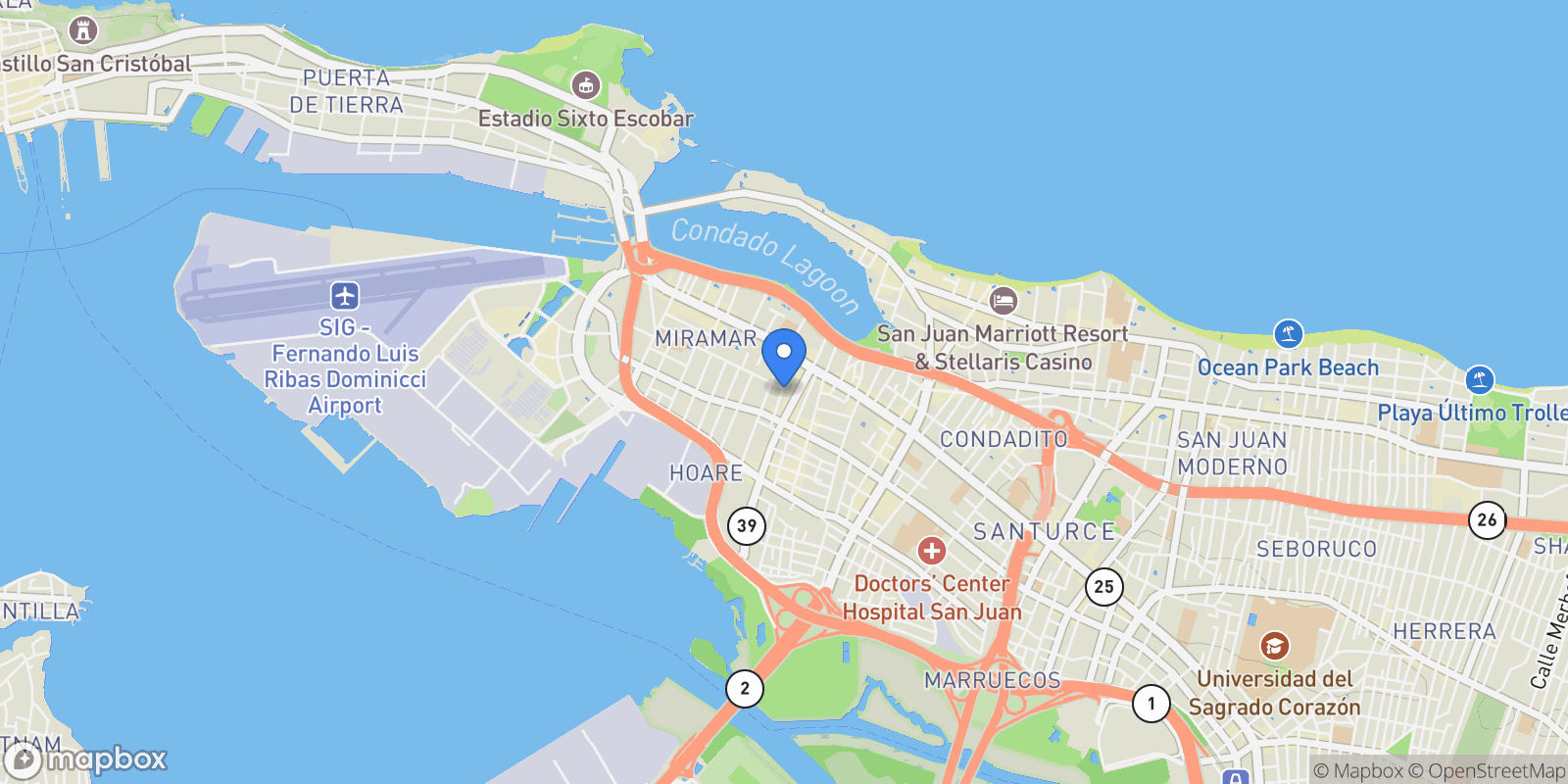 Map showing San Juan SUAU 650, San Juan, San Juan, Puerto Rico.