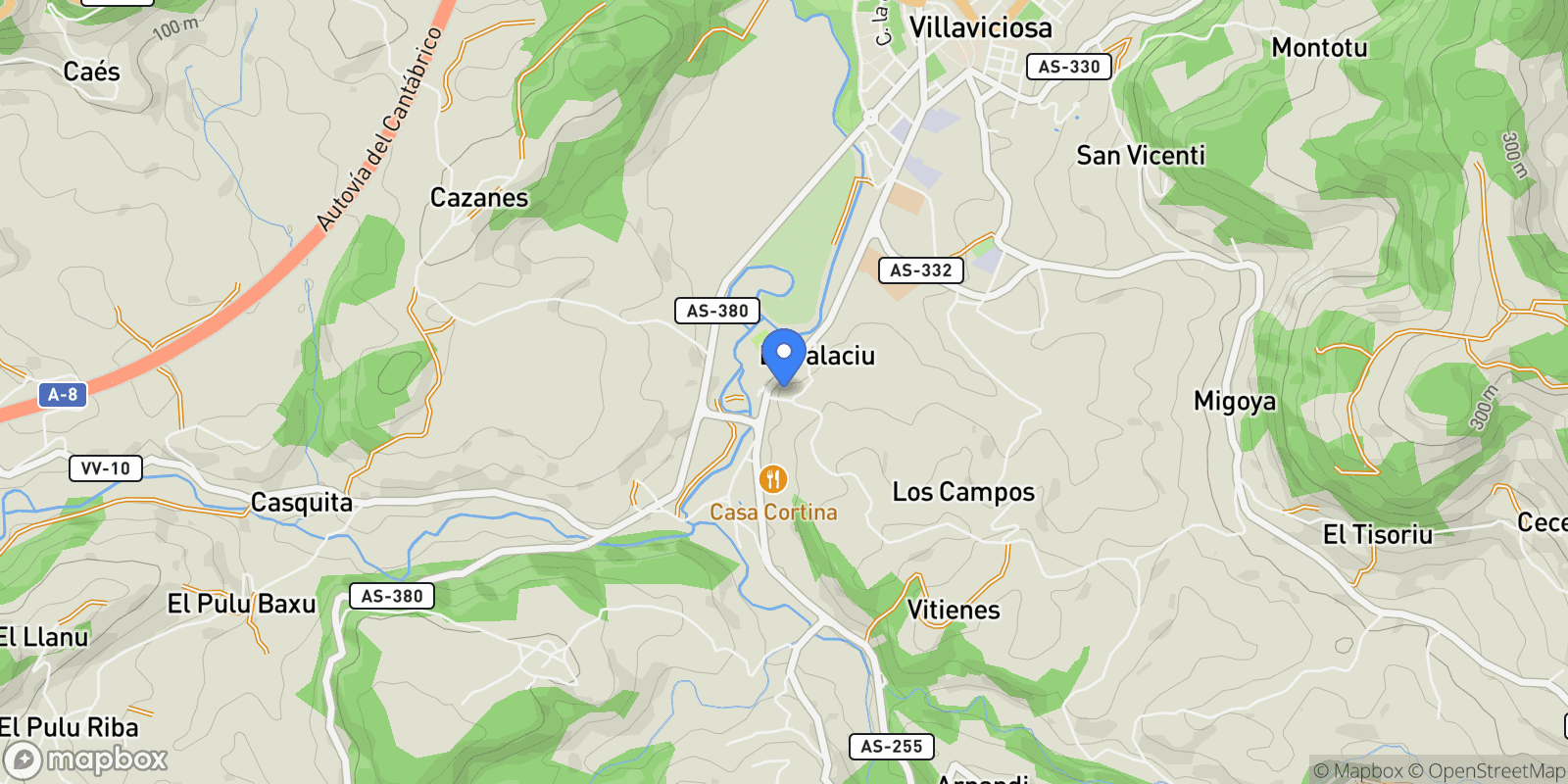 Map showing Amandi, 33311 Villaviciosa, Asturias, Spain, Villaviciosa, Asturias, Spain.