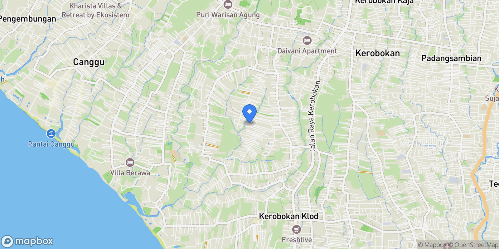 Map showing North Kuta, Bali, Indonesia.