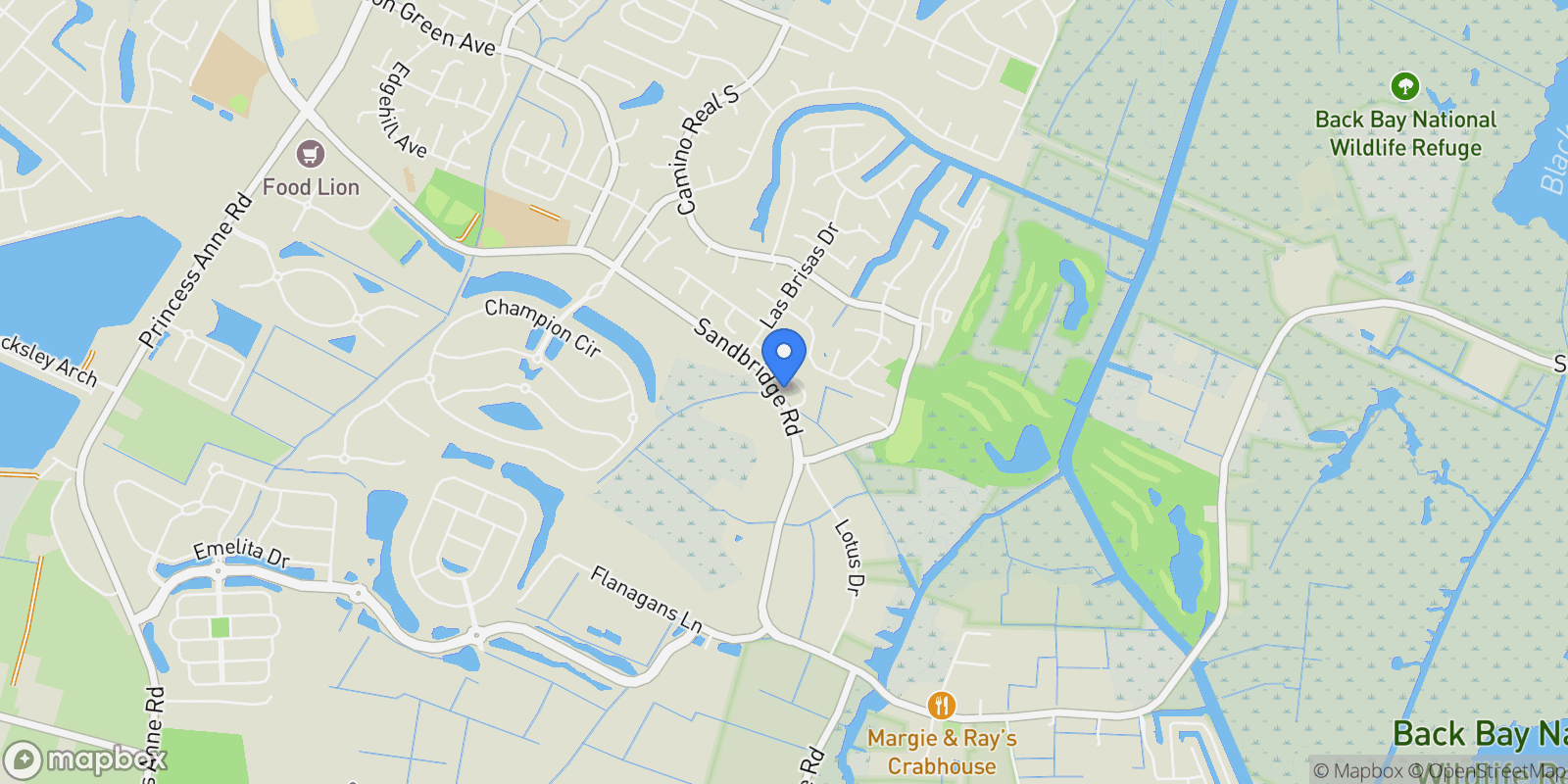 Map showing 2701 Ashbys Bridge Court, Virginia Beach, VA 23456, Virginia Beach, Virginia, United States.