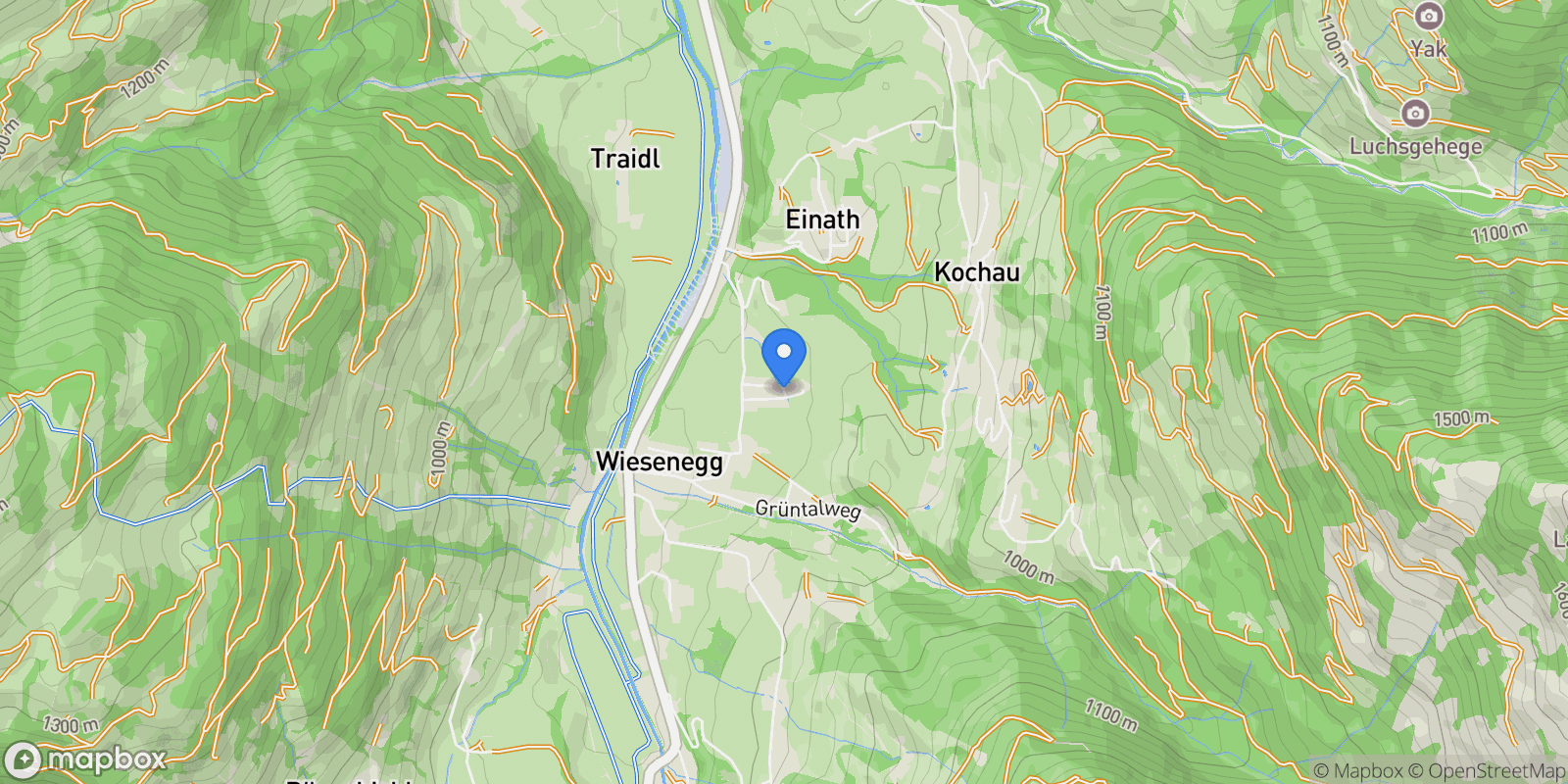 Map showing Moosbergweg, Aurach bei Kitzbühel, Tyrol, Austria.