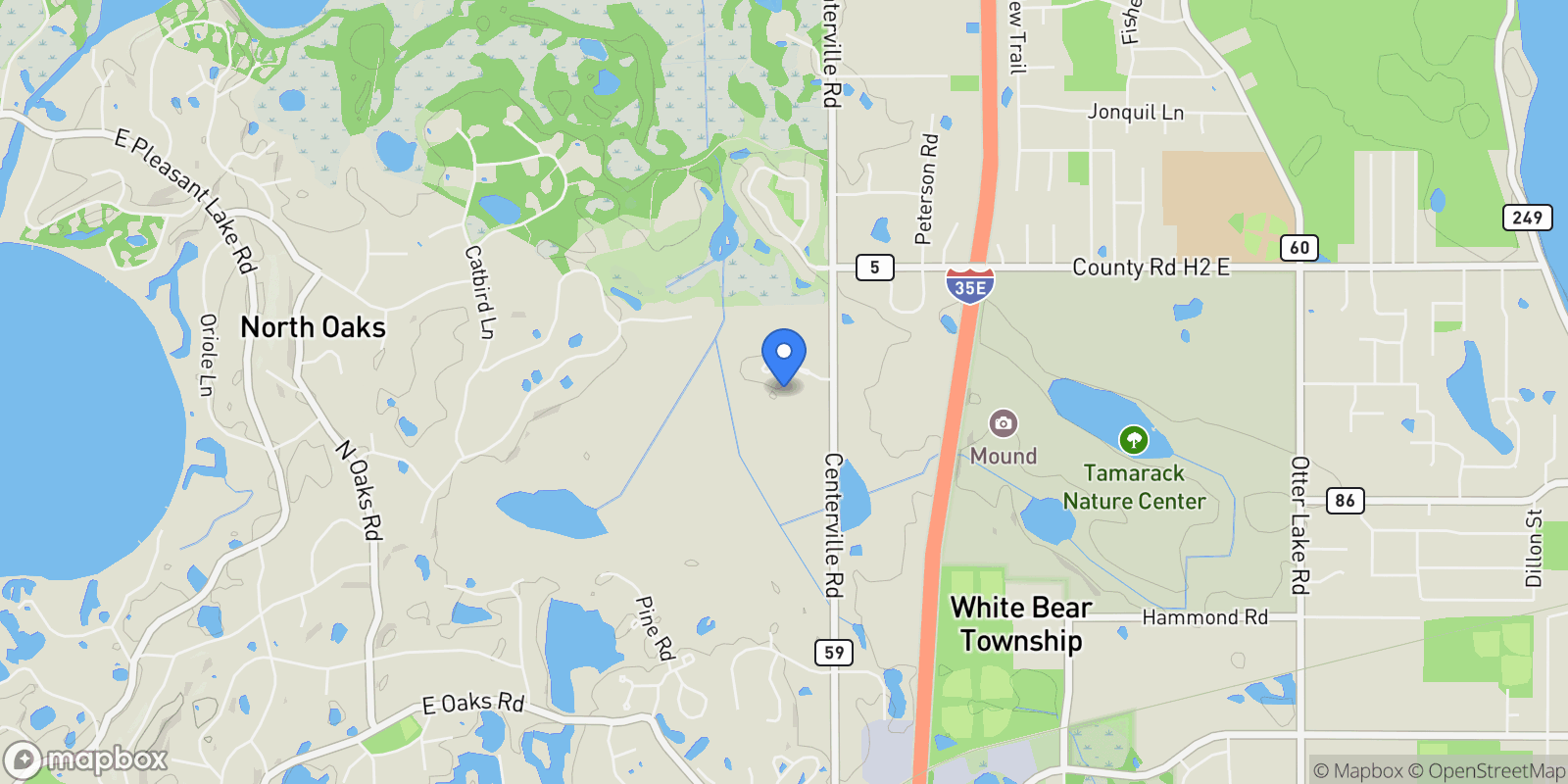 Map showing 1 Hill Farm Road Unit 200, North Oaks, MN 55127, North Oaks, Minnesota, United States.