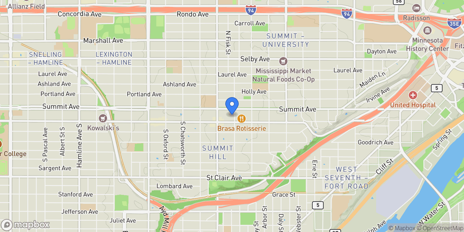 Map showing 21 Avon St S, St. Paul, MN 55105, Saint Paul, Minnesota, United States.