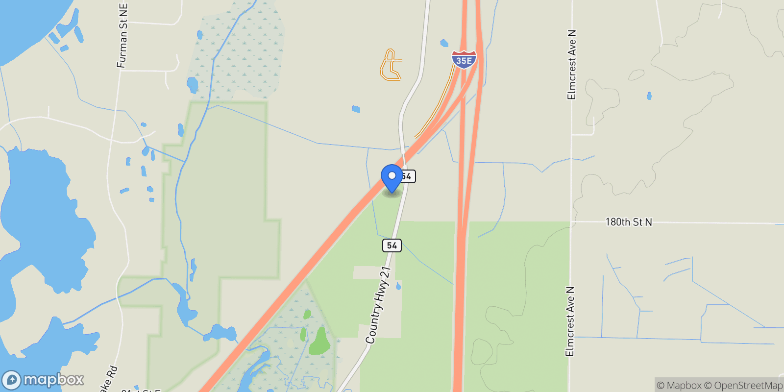 Map showing 13472 W Freeway Drive, Columbus, MN 55038, Columbus, Minnesota, United States.