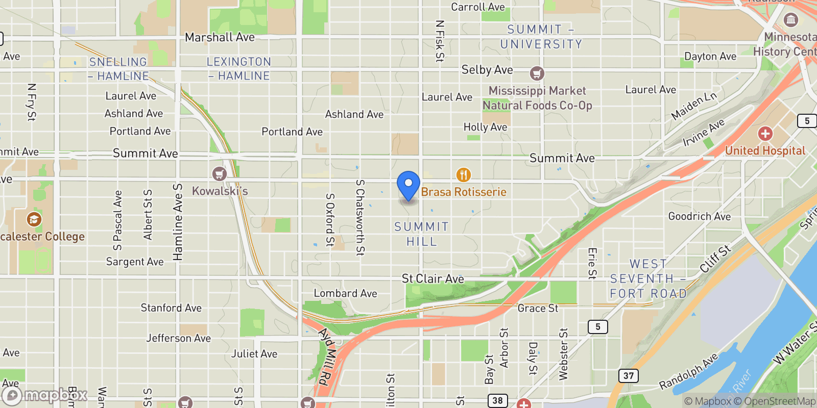 Map showing 884 Lincoln Avenue, Saint Paul, MN 55105, Saint Paul, Minnesota, United States.