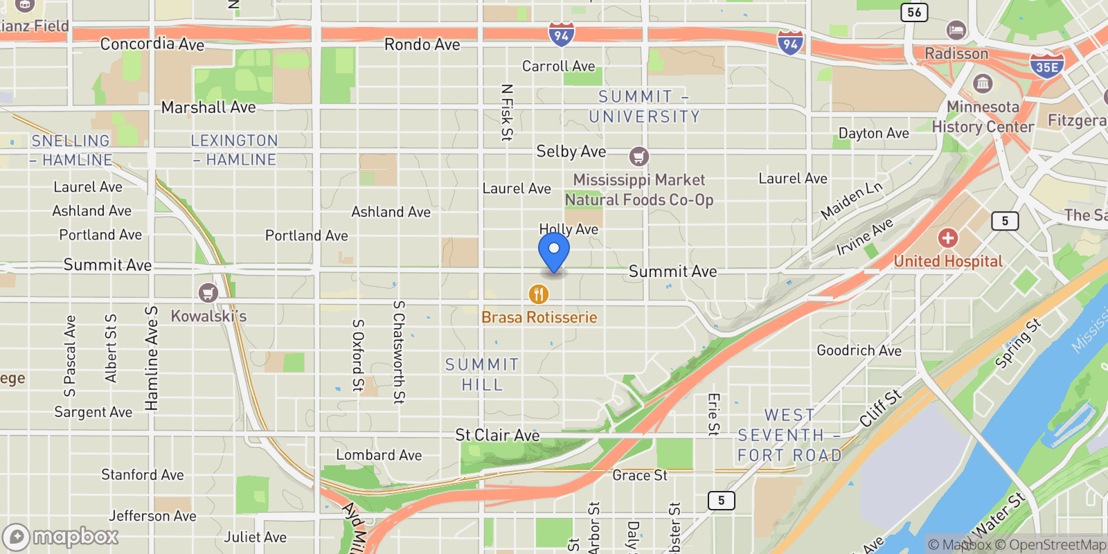 Map showing 750 Summit Avenue, Saint Paul, MN 55105, Saint Paul, Minnesota, United States.