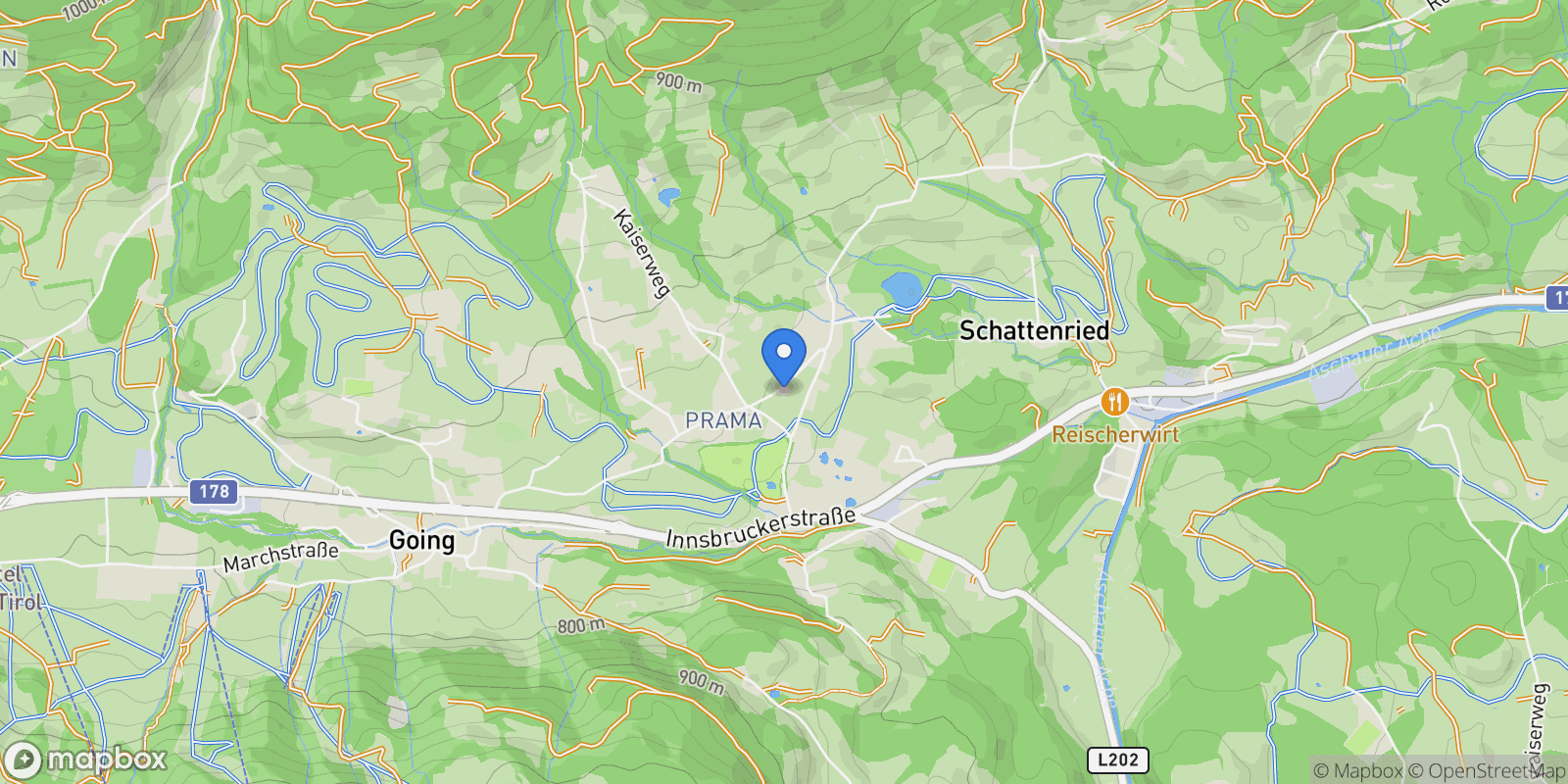 Map showing Kapellenweg, Going am Wilden Kaiser, Tyrol, Austria.