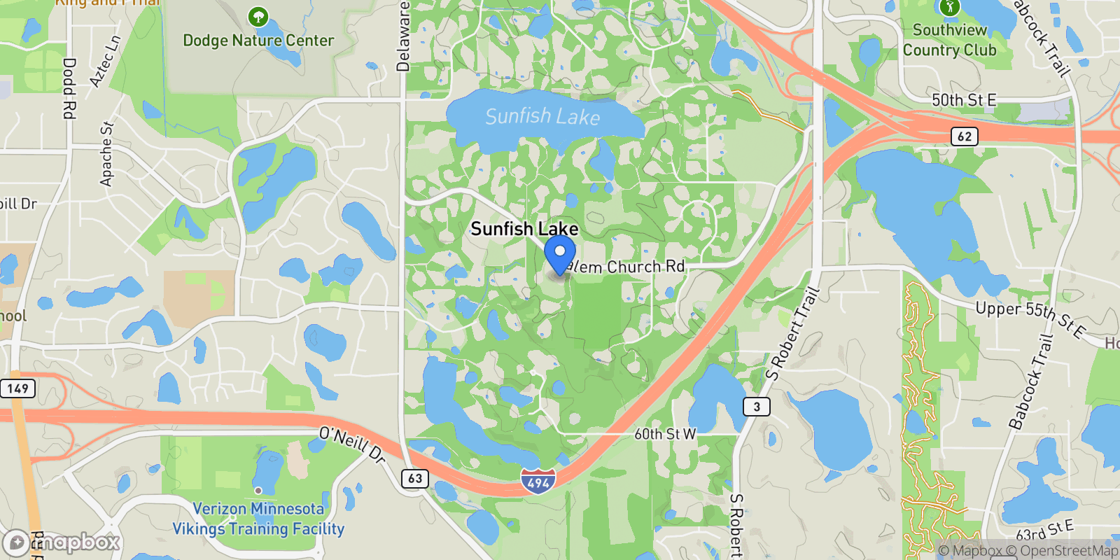 Map showing 260 Salem Church Road, Sunfish Lake, MN 55118, West Saint Paul, Minnesota, United States.